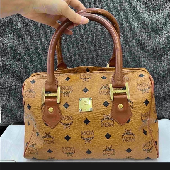 MCM Handbags - Authentic MCM Visetos Leather Boston satchel Bag